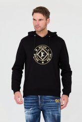 JUST CAVALLI Czarna bluza z kapturem Fiche Gold. Czarne bluzy z kapturem męskie Just Cavalli, m. W wyprzedaży za 539.99 zł.