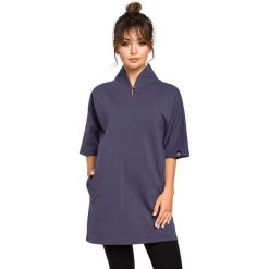 Tunika w kolorze niebieskim. Niebieskie tuniki damskie Be Wear, l, bez wzorów, bez kołnierzyka, bez ramiączek. Za 144.95 zł.