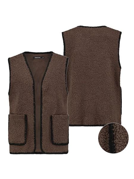Sublevel Kamizelka pluszowa w kolorze ciemnobrązowym rozmiar: S/M. Brązowe kamizelki damskie Sublevel, m. Za 160.96 zł.
