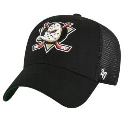 Czapka z daszkiem dla dorosłych 47 NHL Anaheim Ducks Branson Cap. Czarne czapki męskie 47 Brand, bez wzorów, z bawełny, sportowe. Za 99.99 zł.