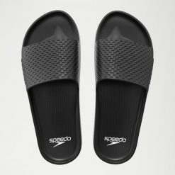 Klapki basenowe antypoślizgowe damskie Speedo Slide Entry. Czarne klapki damskie Speedo, bez wzorów, z materiału, bez obcasa. Za 70.94 zł.