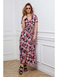 Joséfine Sukienka "Kendra" w kolorze czarno-jasnoróżowym rozmiar: S. Czarne sukienki damskie Joséfine, s, bez wzorów, z tkaniny, bez kołnierzyka, bez ramiączek, maxi. Za 108.99 zł.