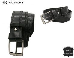 Pasek skórzany Rovicky R-PI-02 czarny. Czarne paski męskie ROVICKY, bez wzorów, ze skóry, klasyczne. Za 61.99 zł.