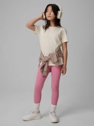 4F T-shirt regular gładki dziewczęcy - beżowy 164 (13-14 lat). Brązowe koszulki dziewczęce 4f, bez wzorów, z bawełny, bez ramiączek. Za 29.99 zł.