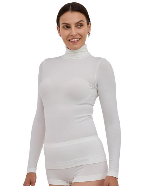 Koszulka damska golf z wełną Brubeck COMFORT MERINO. Brązowe golfy damskie Brubeck, l, bez wzorów, z poliamidu, bez kołnierzyka. Za 234.99 zł.
