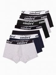 Bokserki męskie bawełniane z kontrastową gumą - 7-pak mix V2 - Rozmiar: L. Szare bokserki męskie Ombre Clothing, bez wzorów, z bawełny. W wyprzedaży za 99.99 zł.