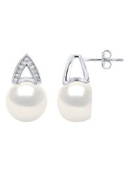 Pearl Addict Srebrne kolczyki-wkrętki z perłami rozmiar: onesize. Białe kolczyki damskie Pearl Addict, z kryształem, srebrne. Za 250.35 zł.