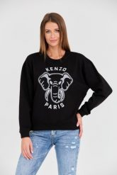KENZO Czarna Bluza VARSITY JUNGLE' ELEPHANT EMBRO. Czarne bluzy bez kaptura damskie Kenzo, s. W wyprzedaży za 739.99 zł.