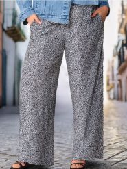 Wiskozowe spodnie wide leg PLUS SIZE - wielobarwny. Spodnie materiałowe damskie Sinsay, bez wzorów, z wiskozy, plus size. W wyprzedaży za 39.99 zł.