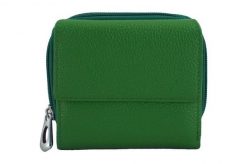 Portfel skórzany BARBERINI'S zielony D-485-38. Zielone portfele damskie Barberinis, bez wzorów, ze skóry. Za 151.99 zł.