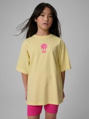 4F T-shirt loose z nadrukiem dziewczęcy - żółty 164 (13-14 lat). Żółte koszulki dziewczęce 4f, bez wzorów, z bawełny, bez ramiączek. Za 59.99 zł.