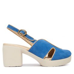 Czółenka Fly London. Niebieskie czółenka damskie Fly London, bez wzorów, bez obcasa. Za 589.99 zł.