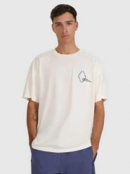 T-shirt męski oversize z nadrukiem beżowy. Brązowe t-shirty męskie 4f, m, bez wzorów, z bawełny, bez kołnierzyka. Za 69.99 zł.