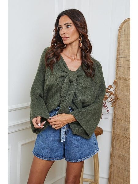 So Cachemire Sweter "Chiwel" w kolorze khaki rozmiar: XL. Brązowe swetry klasyczne damskie So Cachemire, xl, z wełny, bez kołnierzyka. Za 218.05 zł.