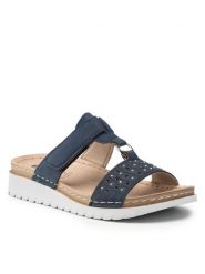 Inblu Klapki CNACOO01 Granatowy. Niebieskie klapki damskie Inblu, bez wzorów, ze skóry, bez obcasa. Za 139.99 zł.