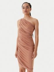 NORMA KAMALI Sukienka koktajlowa ST1253MD288833 Beżowy Slim Fit. Brązowe sukienki damskie NORMA KAMALI, m, bez wzorów, z wiskozy, wizytowe, bez kołnierzyka, bez ramiączek. Za 1,089.00 zł.