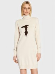 Trussardi Sukienka dzianinowa 56D00654 Beżowy Regular Fit. Brązowe sukienki damskie TRUSSARDI, s, bez wzorów, z dzianiny, bez kołnierzyka, bez ramiączek. Za 1,029.00 zł.