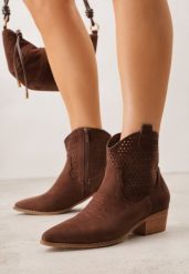 Brązowe Ażurowe Botki Vices w Stylu Kowbojek na Obcasie Norfedi. Brązowe botki damskie Born2be, z jeansu, boho, ze szpiczastym noskiem, bez obcasa, na obcasie, bez zapięcia. Za 169.99 zł.