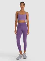 4F Legginsy treningowe 7/8 z wysokim stanem damskie - fioletowe L. Czerwone legginsy damskie 4f, l, bez wzorów, z dzianiny. Za 119.99 zł.
