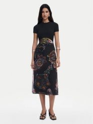 Desigual Sukienka codzienna Paisley 25SWVK32 Czarny Regular Fit. Czarne sukienki damskie Desigual, na co dzień, xs, bez wzorów, z syntetyku, bez kołnierzyka, bez ramiączek, proste. Za 339.99 zł.