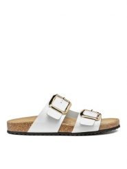 Geox Klapki D Brionia R D45Y3B 00085 C1000 Biały. Białe klapki damskie Geox, bez wzorów, ze skóry, bez obcasa. Za 399.99 zł.