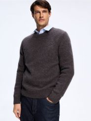 Sweter z dodatkiem wełny z alpaki - ciemnoszary. Szare swetry męskie Reserved, l, bez wzorów, z dzianiny, bez kołnierzyka. Za 279.99 zł.