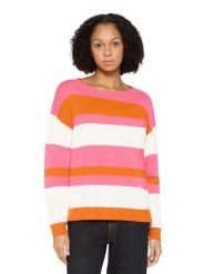 CARTOON Sweter w kolorze pomarańczowo-biało-różowym rozmiar: 40. Różowe swetry klasyczne damskie Cartoon, bez kołnierzyka. Za 126.99 zł.