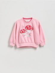 Bluza z aplikacją - pastelowy róż. Czerwone bluzy i bluzki niemowlęce Reserved, z aplikacjami, z bawełny, bez ramiączek, bez kaptura. Za 49.99 zł.
