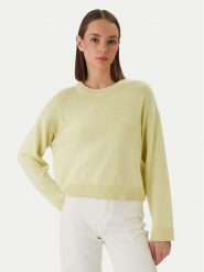 Calvin Klein Sweter LV047D305G Żółty Relaxed Fit. Żółte swetry klasyczne damskie CALVIN KLEIN, s, z bawełny, bez kołnierzyka. Za 489.99 zł.