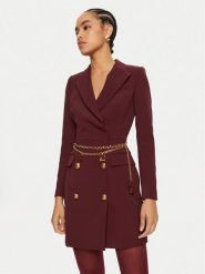 Elisabetta Franchi Sukienka koktajlowa AB-657-46E2-V960 Bordowy Regular Fit. Czerwone sukienki damskie Elisabetta Franchi, bez wzorów, z syntetyku, wizytowe, bez kołnierzyka, bez ramiączek. Za 1,829.00 zł.
