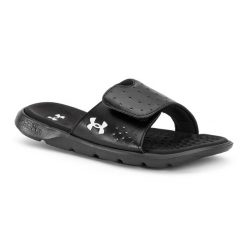 Klapki damskie Under Armour Ignite 7 SL. Czarne klapki damskie Under Armour, bez wzorów, bez obcasa. Za 129.99 zł.