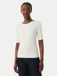 Tommy Hilfiger Bluzka Fine Gg Cable Boat WW0WW50103 Beżowy jasny Regular Fit. Brązowe bluzki damskie Tommy Hilfiger, m, bez wzorów, z bawełny, bez kołnierzyka, bez ramiączek. Za 489.99 zł.