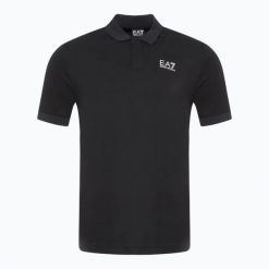 Koszulka męska EA7 Emporio Armani Train 7 Lines Polo black 1200. Czarne koszulki polo męskie EA7 Emporio Armani, m, bez wzorów, z bawełny, bez ramiączek. Za 369.99 zł.