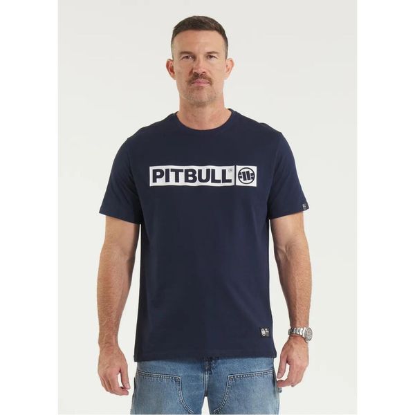 Pitbull T-shirt bawełniany Hilltop Granatowy. Niebieskie t-shirty męskie PITBULL, m, bez wzorów, z bawełny, bez kołnierzyka. Za 89.00 zł.