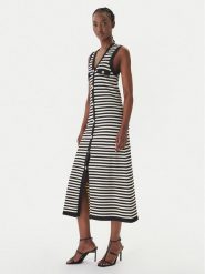 LOLA CASADEMUNT Sukienka dzianinowa MS2616002 Czarny Regular Fit. Czarne sukienki damskie lola casademunt, s, bez wzorów, z dzianiny, bez kołnierzyka, bez ramiączek. Za 712.99 zł.