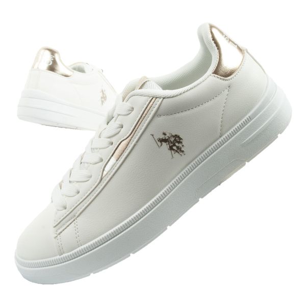 Buty sportowe sneakersy damskie U.S Polo Assn. Białe buty sportowe na co dzień damskie U.S. Polo Assn., bez wzorów, z gumy, trekkingowe. Za 139.00 zł.