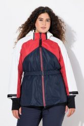 Damskie Kurtka sportowa wodoodporna dwukierunkowy zamek błyskawiczny. Niebieskie kurtki narciarskie i snowboardowe damskie Ulla Popken, plus size, bez wzorów, z materiału, z kapturem, snowboardowy. Za 849.99 zł.