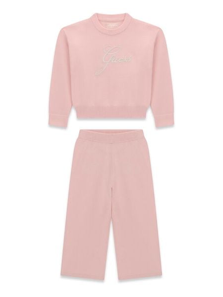 Guess Komplet sweter i spodnie materiałowe K6BG04 Z1291 Różowy jasny Regular Fit. Czerwone spodnie dziewczęce Guess, z materiału. Za 344.99 zł.