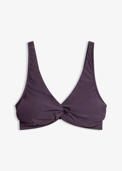 Biustonosz bikini typu bustier z ozdobnym przewiązaniem. Fioletowe bikini damskie bonprix, z aplikacjami. Za 77.99 zł.