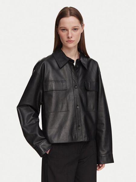 Weekend Max Mara Kurtka skórzana Piovra 2625446021 Czarny Regular Fit. Czarne kurtki damskie Weekend Max Mara, bez wzorów, ze skóry, bez kaptura. Za 2,529.00 zł.