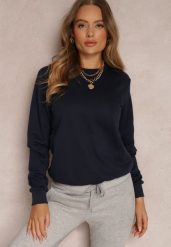 Granatowa Bluza Hullu. Niebieskie bluzy bez kaptura damskie Renee, l, z dzianiny. Za 34.99 zł.