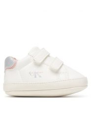 Calvin Klein Sneakersy V0A9-83380-1582 Kremowy. Białe buty sportowe dziewczęce CALVIN KLEIN, bez wzorów, ze skóry, bez zapięcia. Za 219.99 zł.