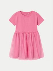 NAME IT Sukienka codzienna Harana 13226043 Różowy Regular Fit. Czerwone sukienki dziewczęce Name it, bez wzorów, z bawełny, bez ramiączek. Za 59.99 zł.