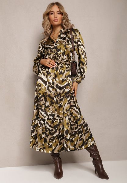 Ciemnozielona Sukienka Rozkloszowana i Luźna Gada. Zielone sukienki damskie Renee, na co dzień, m, bez wzorów, eleganckie, bez kołnierzyka, bez ramiączek, midi, rozkloszowane. Za 169.99 zł.