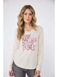 LIEBLINGSSTÜCK Koszulka "Cordia" w kolorze kremowym rozmiar: 3XL. Brązowe bluzki damskie LIEBLINGSSTÜCK, xl, bez wzorów, z bawełny, bez kołnierzyka, bez ramiączek. Za 136.13 zł.