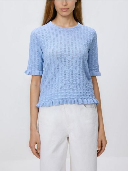 Sweter z wiskozą - jasnoniebieski. Niebieskie swetry klasyczne damskie Reserved, l, z dzianiny, bez kołnierzyka. Za 89.99 zł.