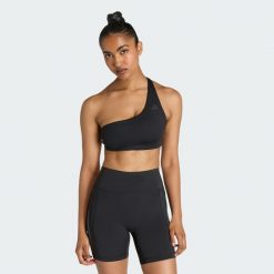 Biustonosz Optime Workout Rib One Shoulder Light Support. Czarne biustonosze sportowe damskie Adidas, bez wzorów. Za 219.00 zł.