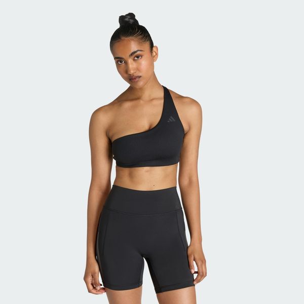 Biustonosz Optime Workout Rib One Shoulder Light Support. Czarne biustonosze sportowe damskie Adidas, bez wzorów. Za 219.00 zł.