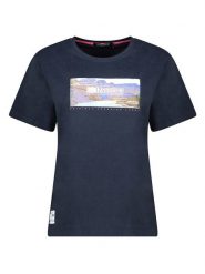 Geographical Norway Koszulka w kolorze granatowym rozmiar: XL. Niebieskie bluzki damskie Geographical Norway, xl, bez wzorów, z bawełny, bez kołnierzyka, bez ramiączek. Za 79.03 zł.
