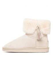 ISLAND BOOT Botki zimowe "Cinnamon" w kolorze kremowym rozmiar: 37. Brązowe botki damskie Island Boot, na zimę, z materiału, bez obcasa, bez zapięcia. Za 130.99 zł.